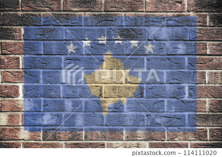 Kosovo flag on brick wall Kosovo flag on brick wall 114111020