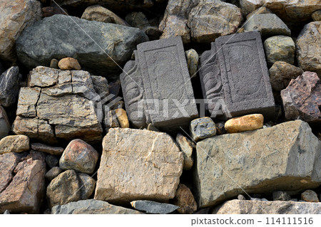 Repurposed stones used in the stone walls of Fukuchiyama Castle (Fukuchiyama City, Kyoto Prefecture) 114111516