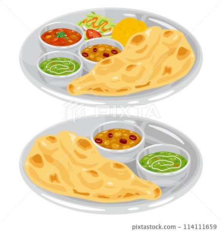 Indian curry set served on a plate 114111659