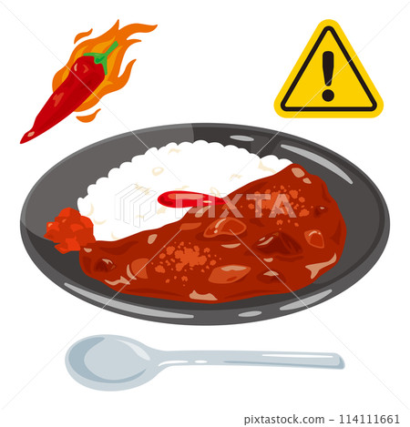 超辣的咖哩飯放在盤子裡 114111661