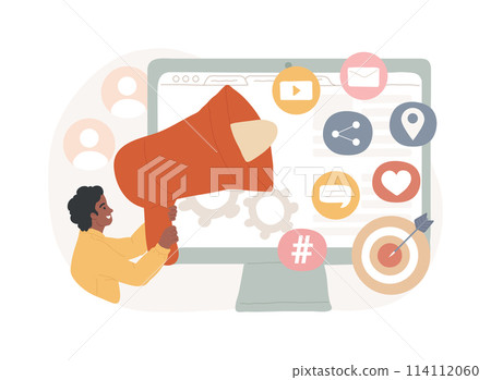 Online marketing isolated concept vector illustration. Online marketing isolated concept vector illustration. 114112060