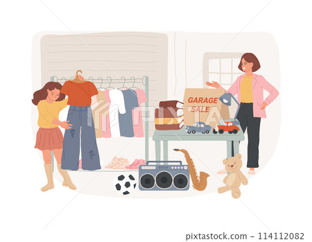Garage sale isolated concept vector illustration. 114112082