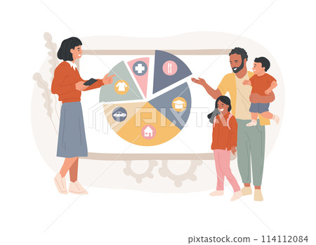 Family budget planning isolated concept vector illustration. 114112084