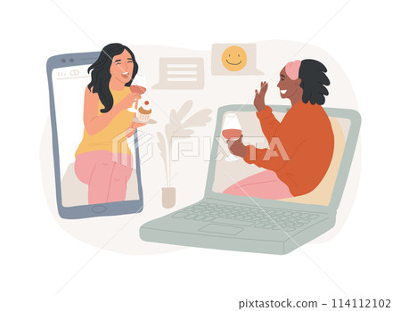 Online friends meeting isolated concept vector illustration. 114112102