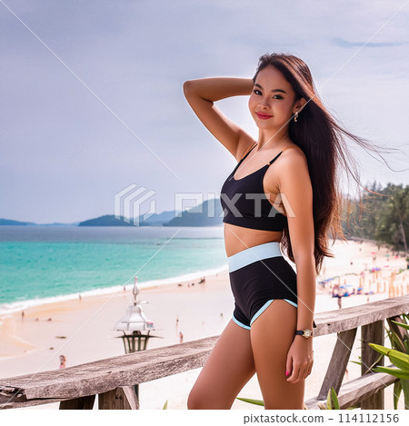 Young woman in a swimsuit at the sea Young woman in a swimsuit at the sea 114112156