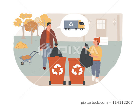 Junk removal isolated concept vector illustration. 114112207