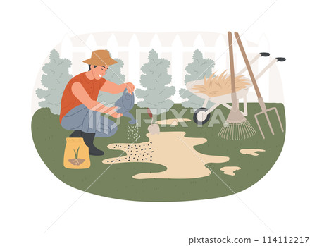 Lawn repair isolated concept vector illustration. 114112217