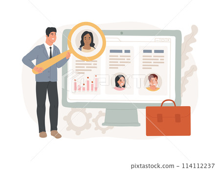 Virtual job fair isolated concept vector illustration. Virtual job fair isolated concept vector illustration. 114112237