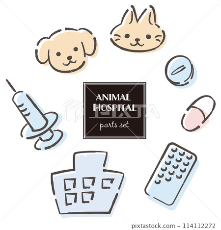Icon set of veterinary clinic image (watercolor) 114112272