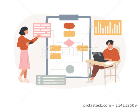 Workflow process isolated concept vector illustration. Workflow process isolated concept vector illustration. 114112509