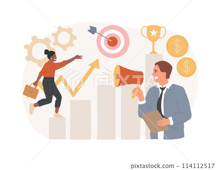 Business coaching isolated concept vector illustration. Business coaching isolated concept vector illustration. 114112517