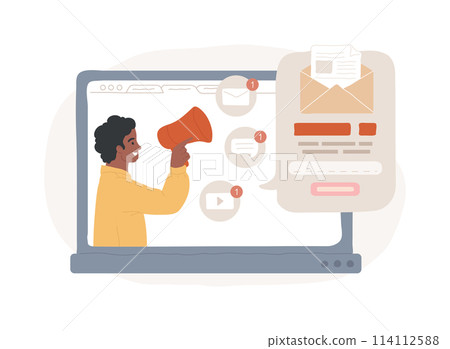 Follow us isolated concept vector illustration. Follow us isolated concept vector illustration. 114112588