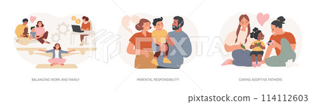 Happy family isolated concept vector illustration set. Happy family isolated concept vector illustration set. 114112603