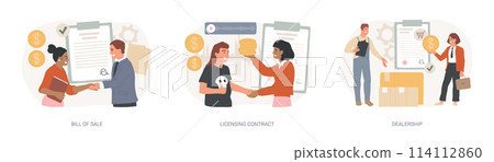 Business documents isolated concept vector illustration set. Business documents isolated concept vector illustration set. 114112860