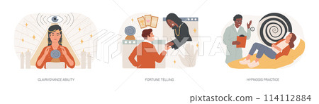 Extrasensory ability isolated concept vector illustration set. 114112884