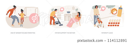 Parenting role isolated concept vector illustration set. Parenting role isolated concept vector illustration set. 114112891