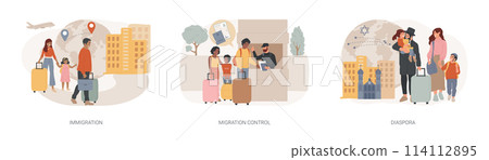 Residence permit isolated concept vector illustration set. Residence permit isolated concept vector illustration set. 114112895