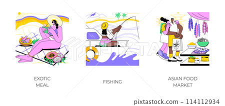 Exotic destination isolated cartoon vector illustrations. Exotic destination isolated cartoon vector illustrations. 114112934