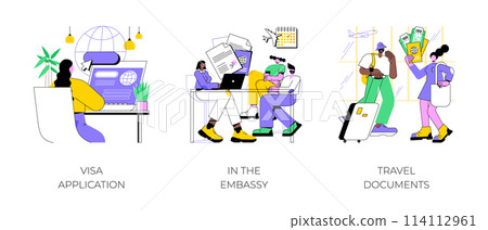 Getting visas isolated cartoon vector illustrations. Getting visas isolated cartoon vector illustrations. 114112961