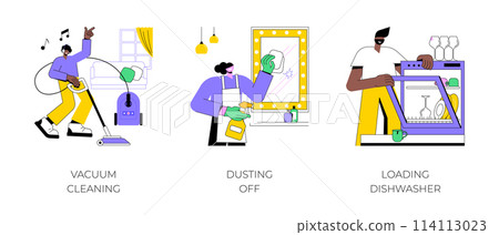 Cleaning day isolated cartoon vector illustrations. Cleaning day isolated cartoon vector illustrations. 114113023