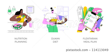 Nutrition planning isolated cartoon vector illustrations. 114113049