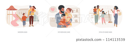 Parenthood isolated concept vector illustration set. Parenthood isolated concept vector illustration set. 114113539