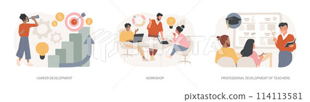 New skills gain isolated concept vector illustration set. 114113581