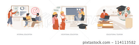 Professional learning isolated concept vector illustration set. 114113582