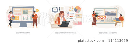 SMM strategy isolated concept vector illustration set. 114113639