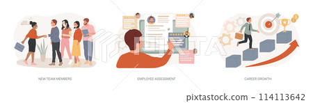 Career development isolated concept vector illustration set. 114113642