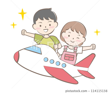 孩子們在飛機上、旅行、暑假 114115138