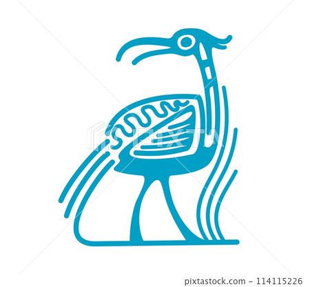 Bird Mayan Aztec totem. Isolated vector tribal Mesoamerican mythological symbol of heron or sandpiper symbolizes divine message, transcendence and connection between the earthly and spiritual realms Bird Mayan Aztec totem. Isolated vector tribal Mesoamerican mythological symbol of heron or sandpiper symbolizes divine message, transcendence and connection between the earthly and spiritual realms 114115226