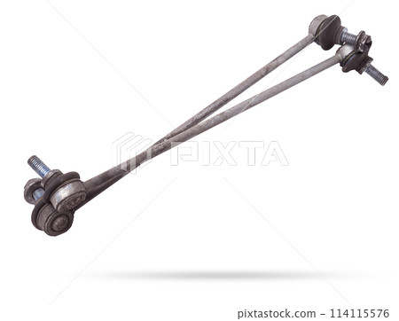 A close-up of the anti-roll bar - swivel joints, deployed in the opposite directions relative to each other and protected by anthers, they provide the mobility of the mechanism and the connection. A close-up of the anti-roll bar - swivel joints, deployed in the opposite directions relative to each other and protected by anthers, they provide the mobility of the mechanism and the connection. 114115576