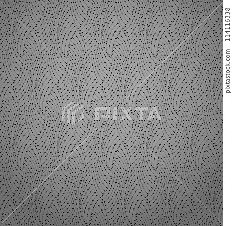 The geometric pattern with wavy lines. Seamless vector background. Gray and black texture. Simple lattice graphic design 114116338