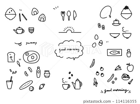 簡單的線描早餐套餐 114116355