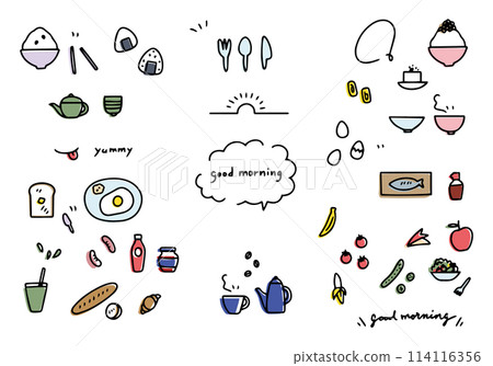 Simple breakfast illustration set 114116356