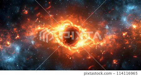 A black hole resides in the heart of a galaxy in the vastness of outer space 114116965