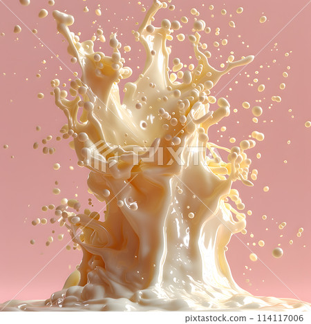 A splash of white liquid on a pink background fluid art A splash of white liquid on a pink background fluid art 114117006