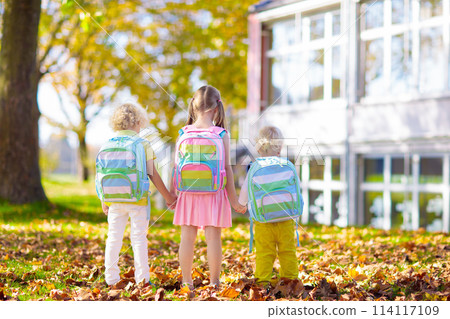 Kids go back to school. Child at kindergarten. 114117109