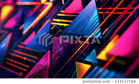 Abstract neon color background with geometric patterns 114117168