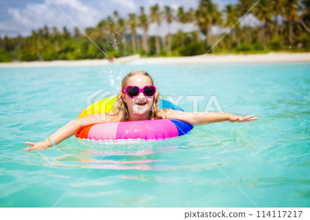 Child on tropical beach. Sea vacation with kids. Child on tropical beach. Sea vacation with kids. 114117217
