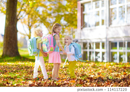 Kids go back to school. Child at kindergarten. 114117220