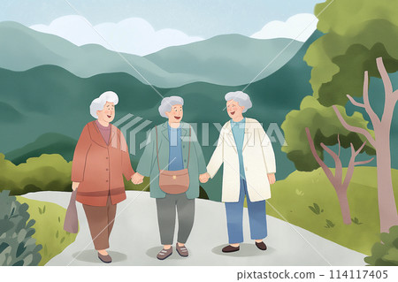 Senior women enjoying nature Senior women enjoying nature 114117405