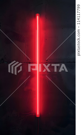 A vibrant magenta neon light illuminates the darkness with a rectangular shape 114117799