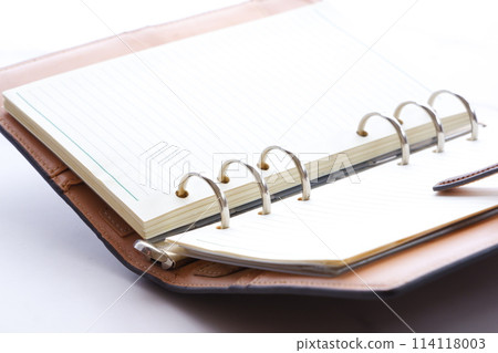 Image of a ring-type system organizer open while doing desk work Image of a ring-type system organizer open while doing desk work 114118003