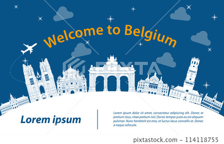 Belgium famous landmark silhouette style Belgium famous landmark silhouette style 114118755