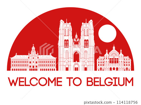 Belgium famous landmark silhouette style,vector illustration 114118756