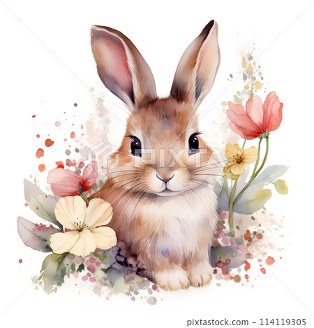 兔子水彩插圖 114119305