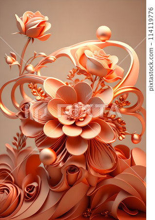 3d abstract flower arrangement roses Background portrait wallpaper 114119776