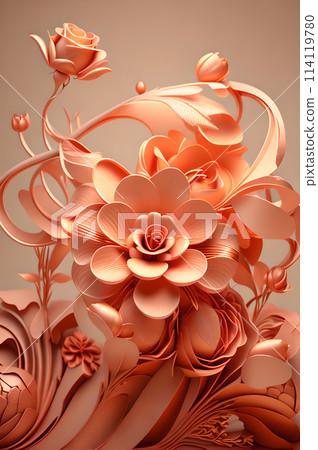 3d abstract flower arrangement roses Background portrait wallpaper 114119780